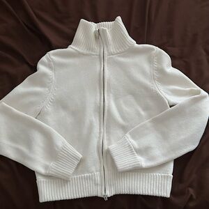 Abercrombie White Zip-Up cardigan